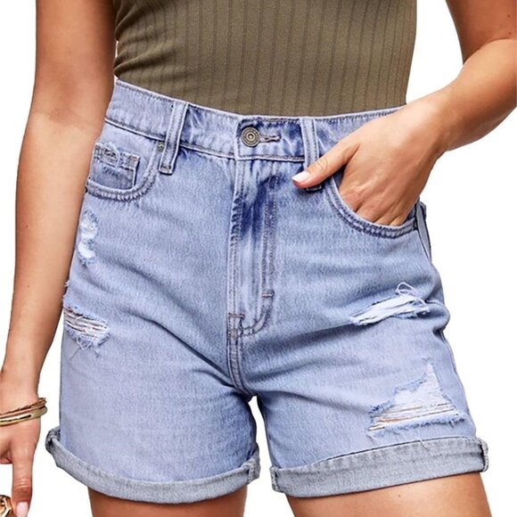 Necooer Womens High Waist Denim Shorts - Picture 3 of 6